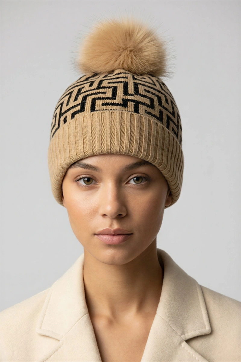 Pon Pon Labirent Model Camel Renk Şapka