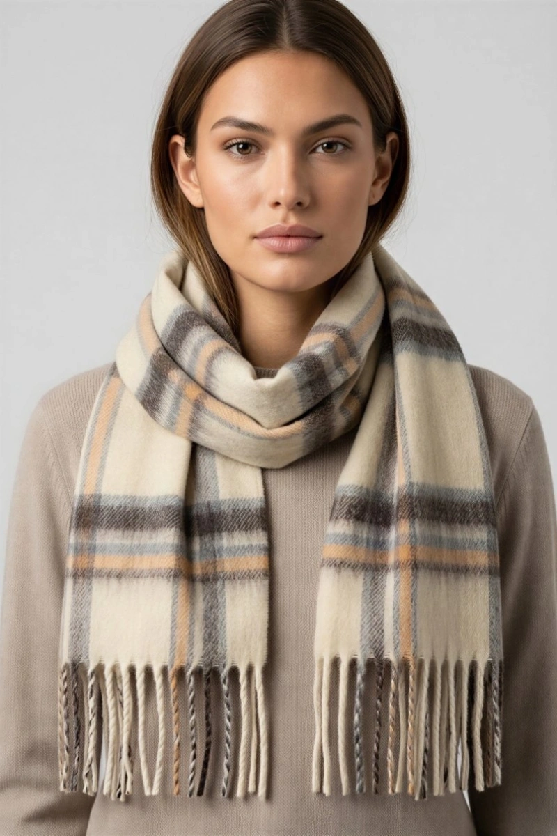 Bej Renk Buklet Atkı