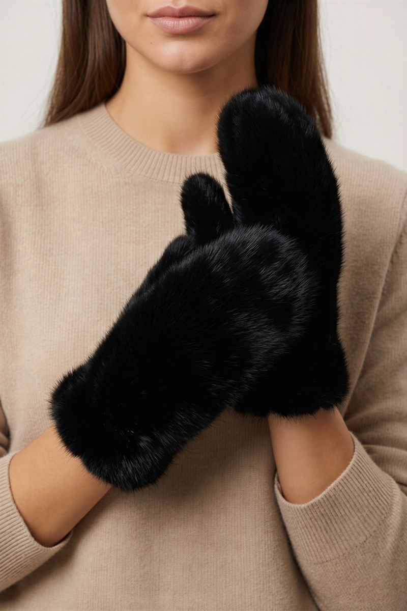 Siyah Renk Tüylü Model Eldiven