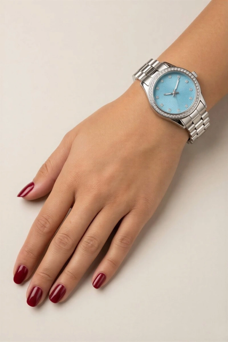 Master Model Beyaz Kordon Turkuaz Kadran Kadın Kol Saati