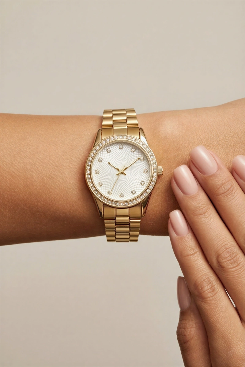 Master Model Gold Kordon Beyaz Kadran Kadın Kol Saati