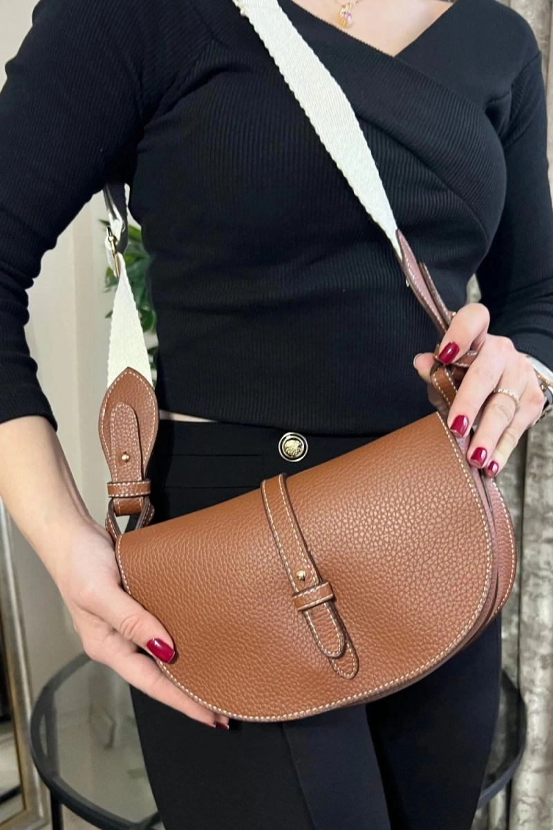 Claude Model Taba Renk Deri Kol Çantası