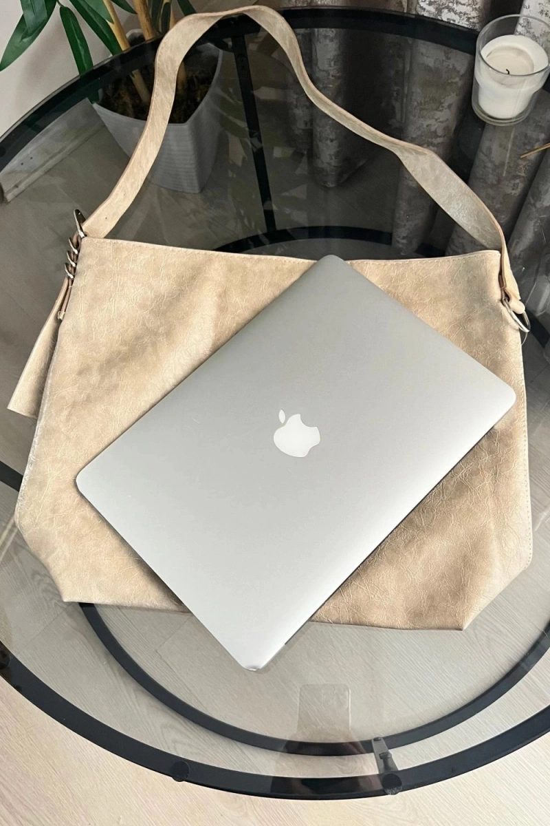 Bennie Model Bej Renk Deri Kol Çantası