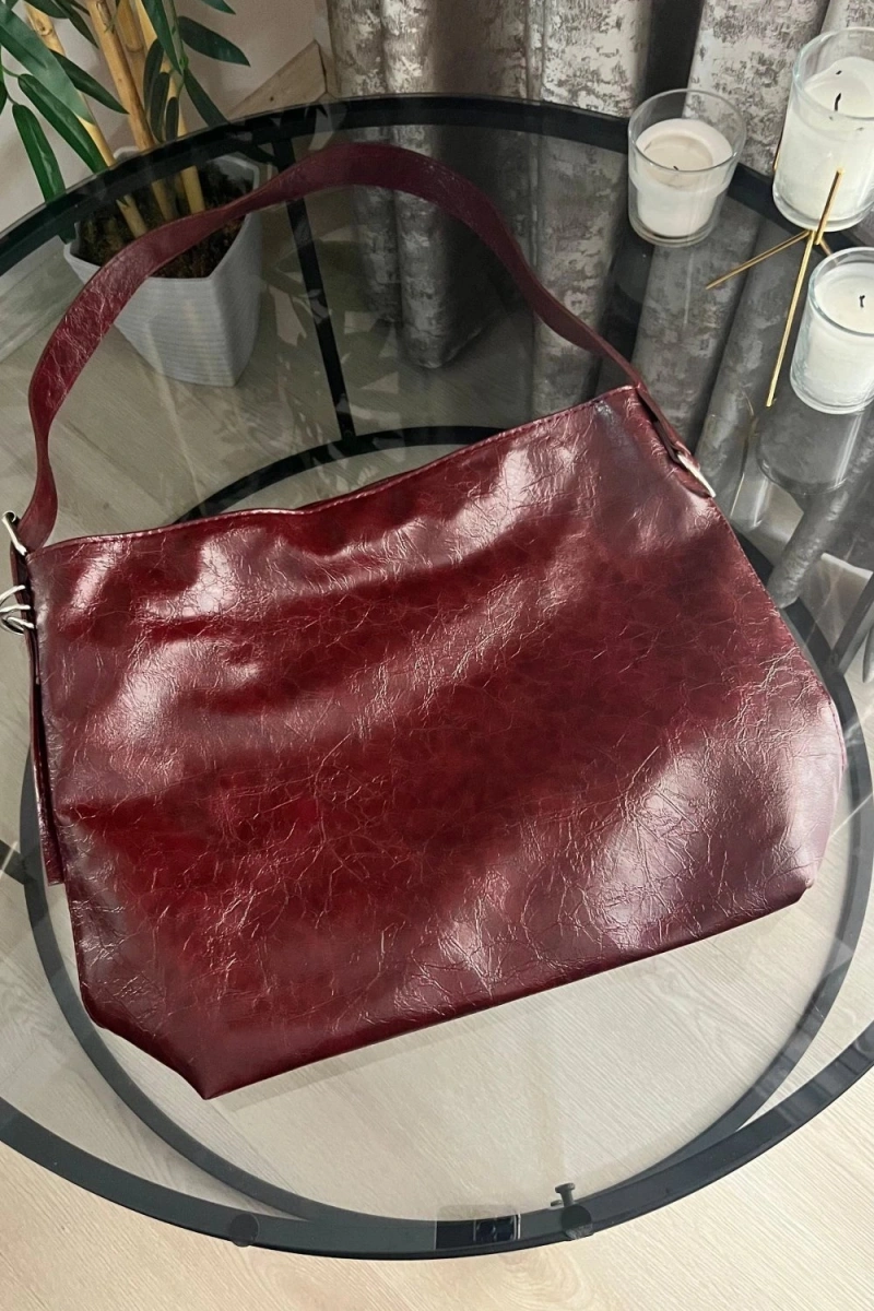 Bennie Model Bordo Renk Deri Kol Çantası