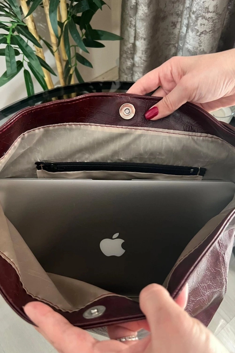 Bennie Model Bordo Renk Deri Kol Çantası