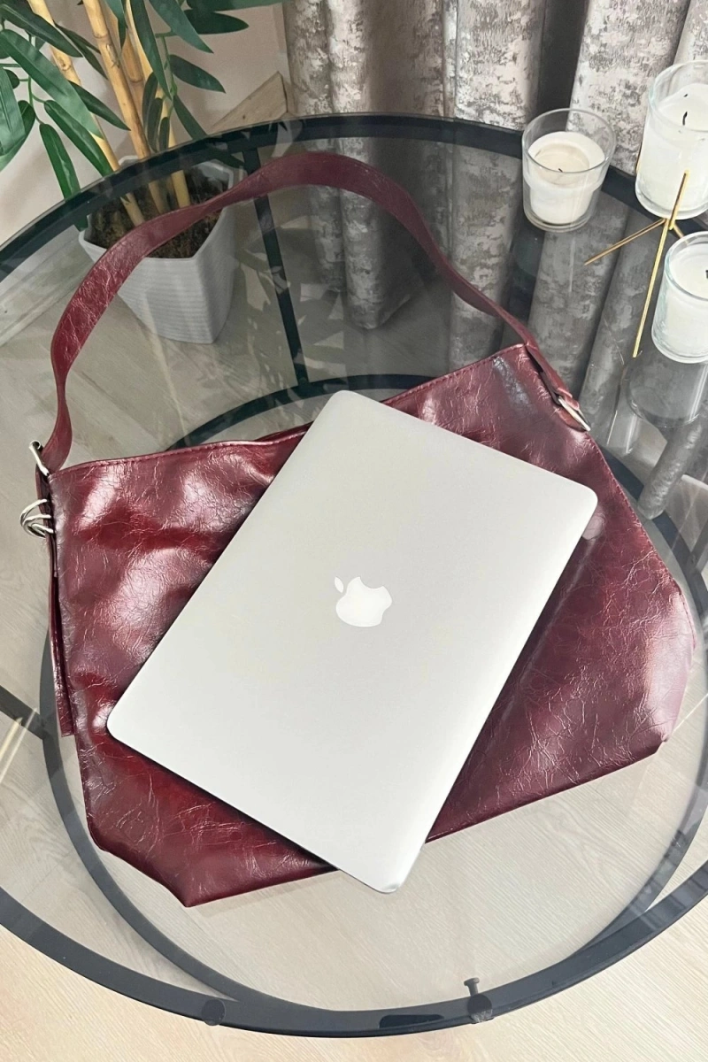 Bennie Model Bordo Renk Deri Kol Çantası