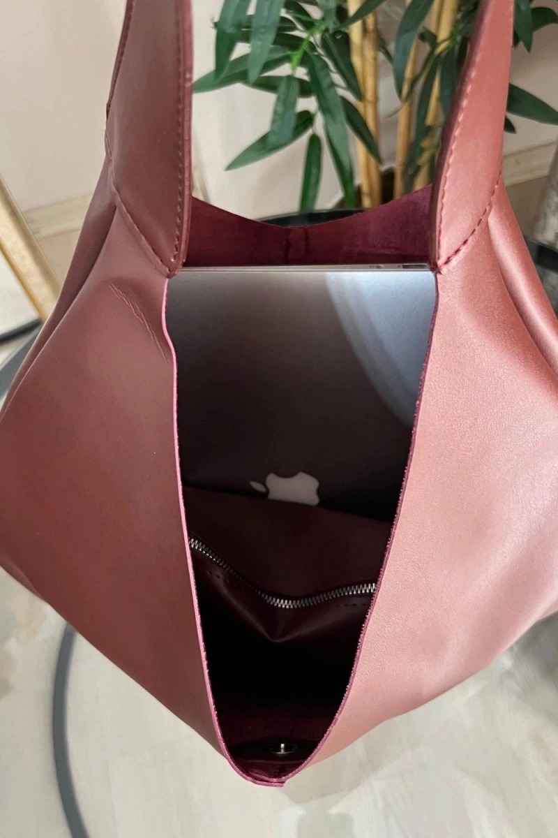 Janet Model Bordo Renk Deri Kol Çantası