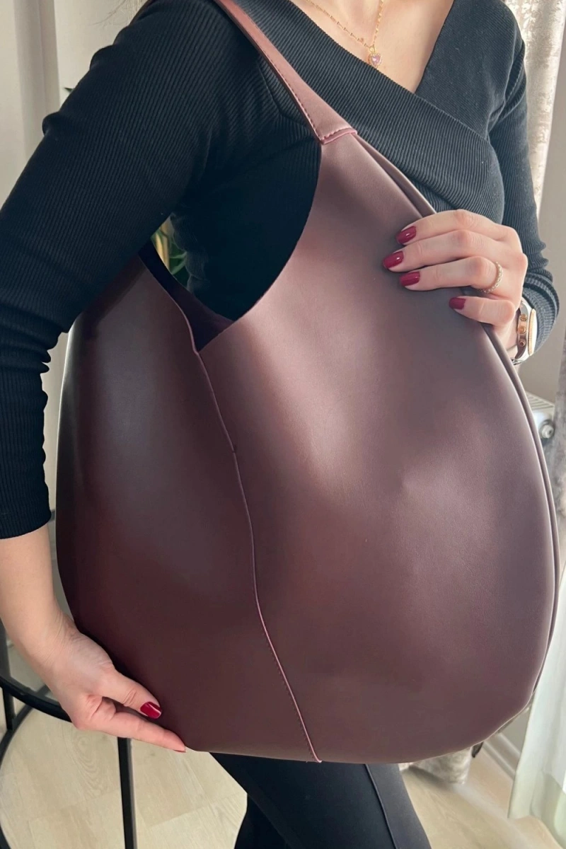 Janet Model Bordo Renk Deri Kol Çantası