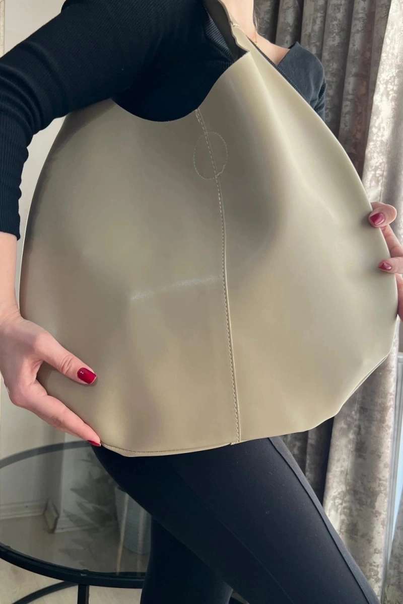 Janet Model Bej Renk Deri Kol Çantası