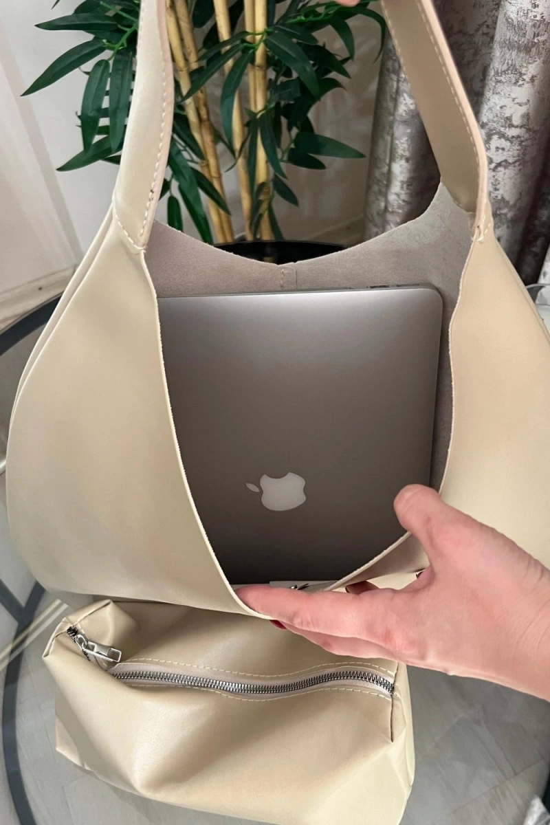 Janet Model Bej Renk Deri Kol Çantası