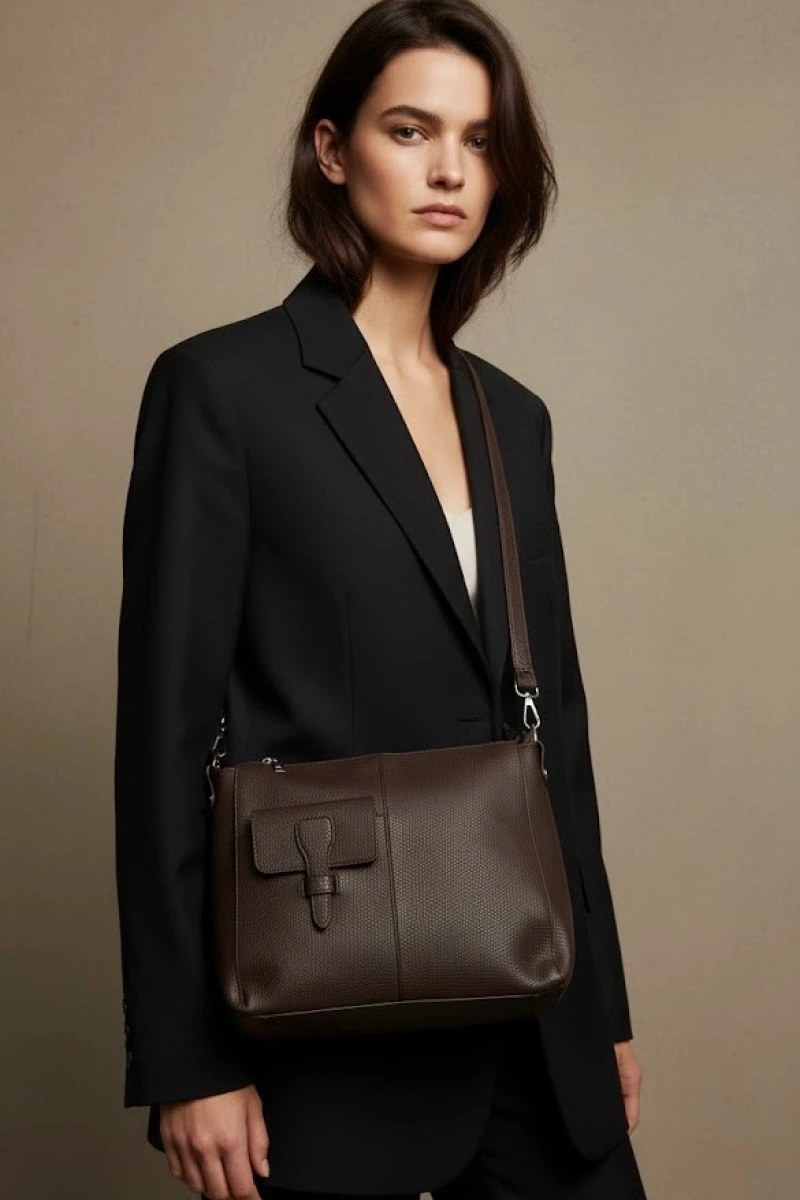 Veronica Model  Acı Kahve Renk Deri Kol Çantası