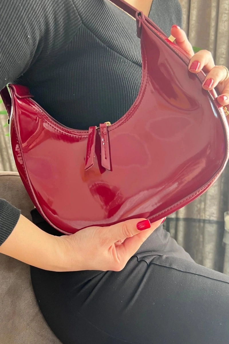 Merlin Model Bordo Rengi Deri Kol Çantası