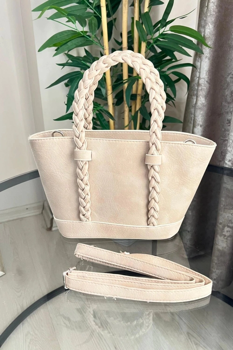 Nora Model Ekru Rengi Deri Kol Çantası