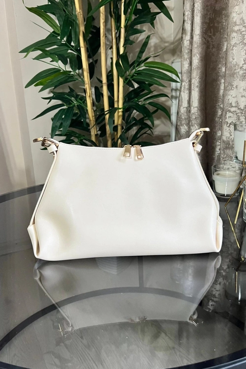 Point Model Beyaz Renk Deri Kol Çantası