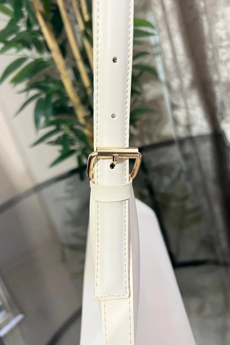 Point Model Beyaz Renk Deri Kol Çantası