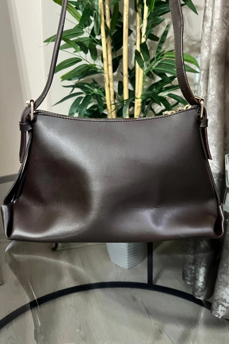 Point Model Acı Kahve Renk Deri Kol Çantası