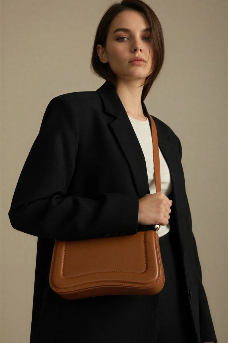 Vergie Model Taba Renk Deri Kol Çantası