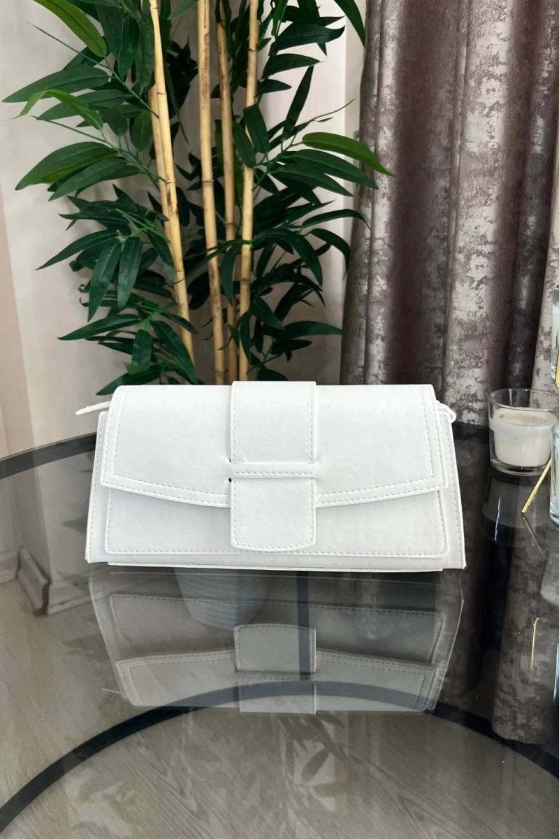 Elegance Model Beyaz Deri Kol Çantası