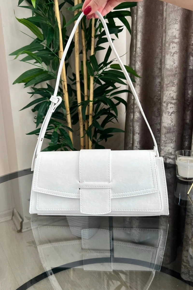 Elegance Model Beyaz Deri Kol Çantası