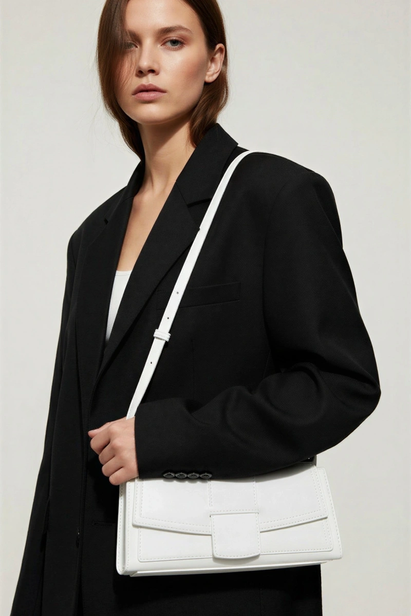 Elegance Model Beyaz Deri Kol Çantası