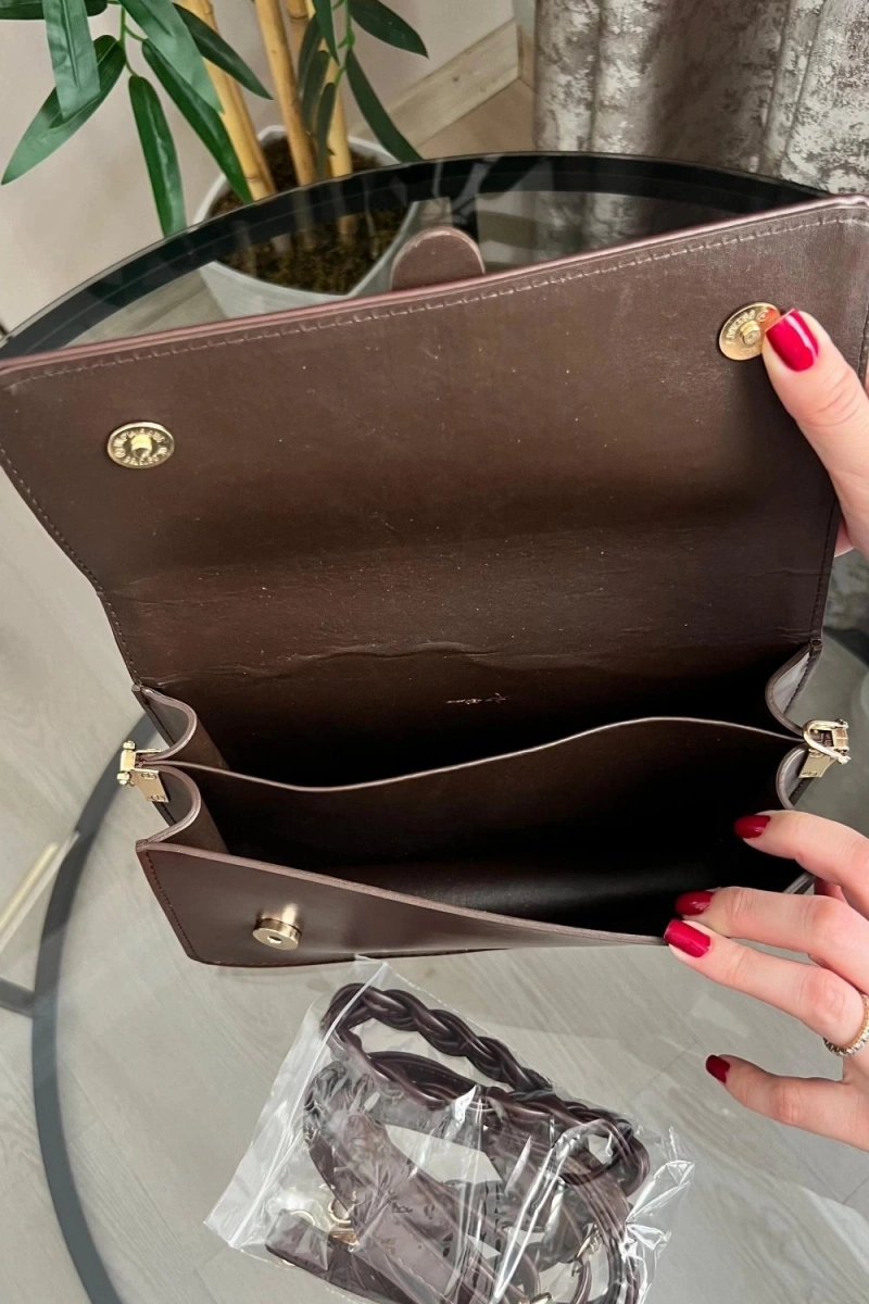 Paris Model Acı Kahve Deri Kol Çantası