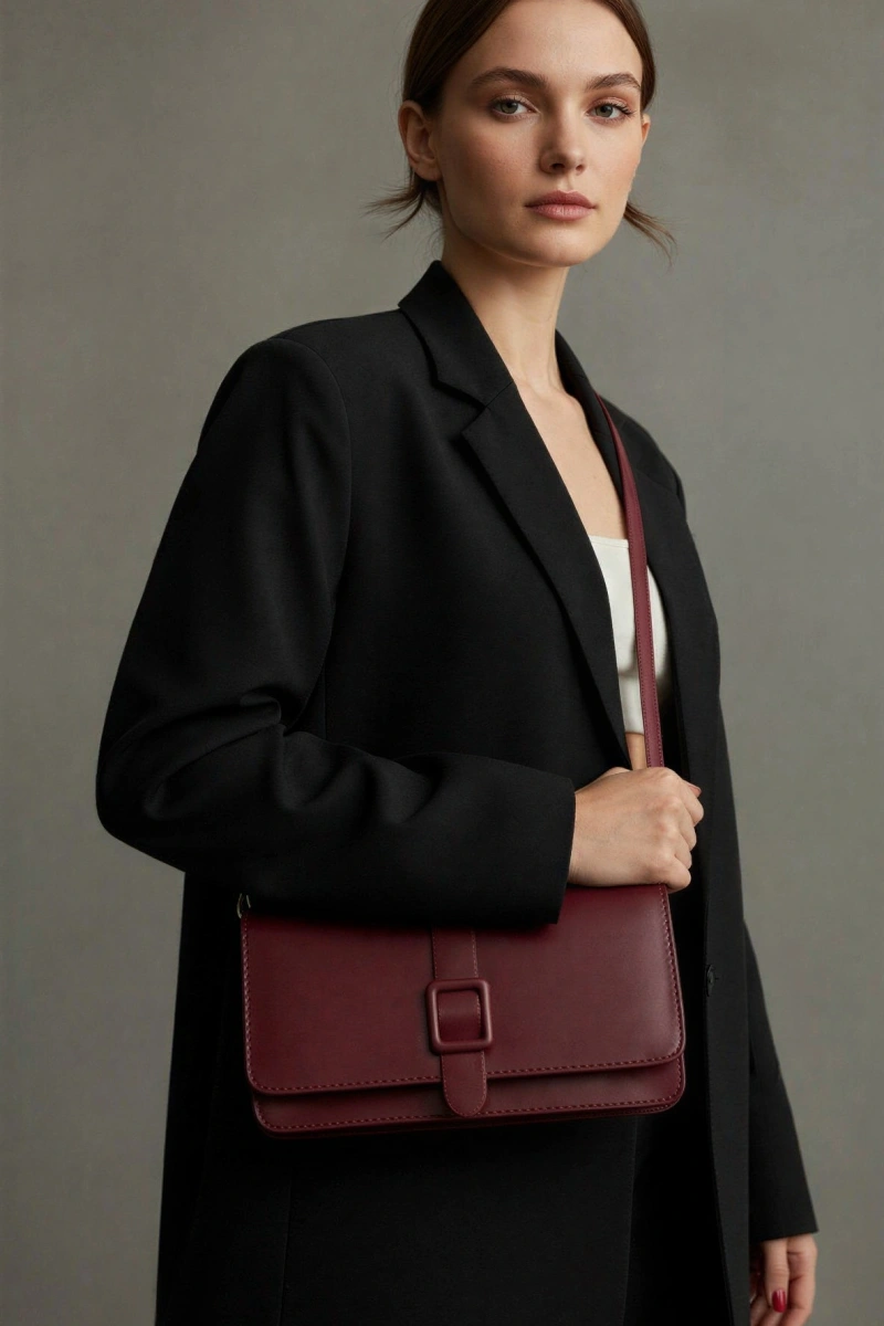 Paris Model Bordo Rengi Deri Kol Çantası