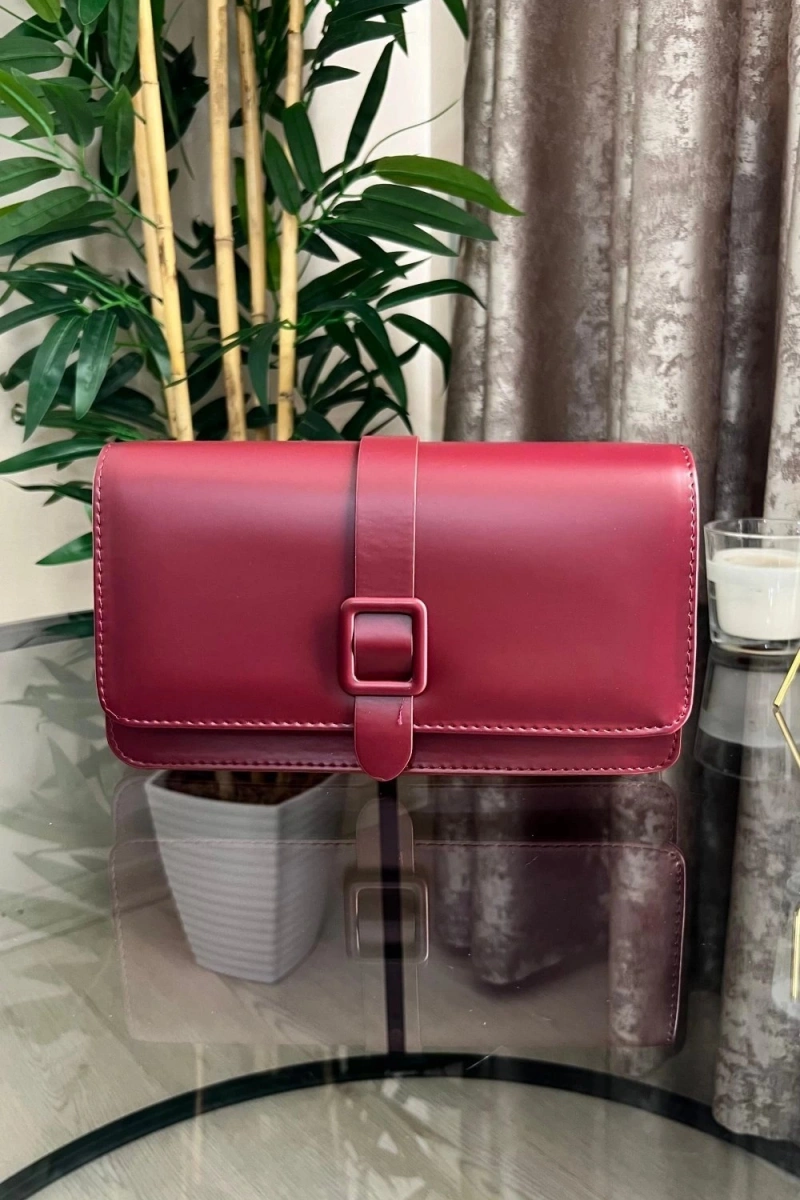 Paris Model Bordo Rengi Deri Kol Çantası