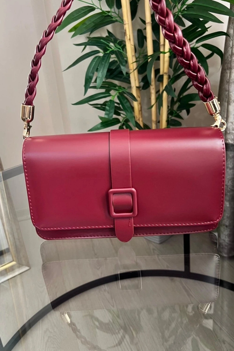 Paris Model Bordo Rengi Deri Kol Çantası