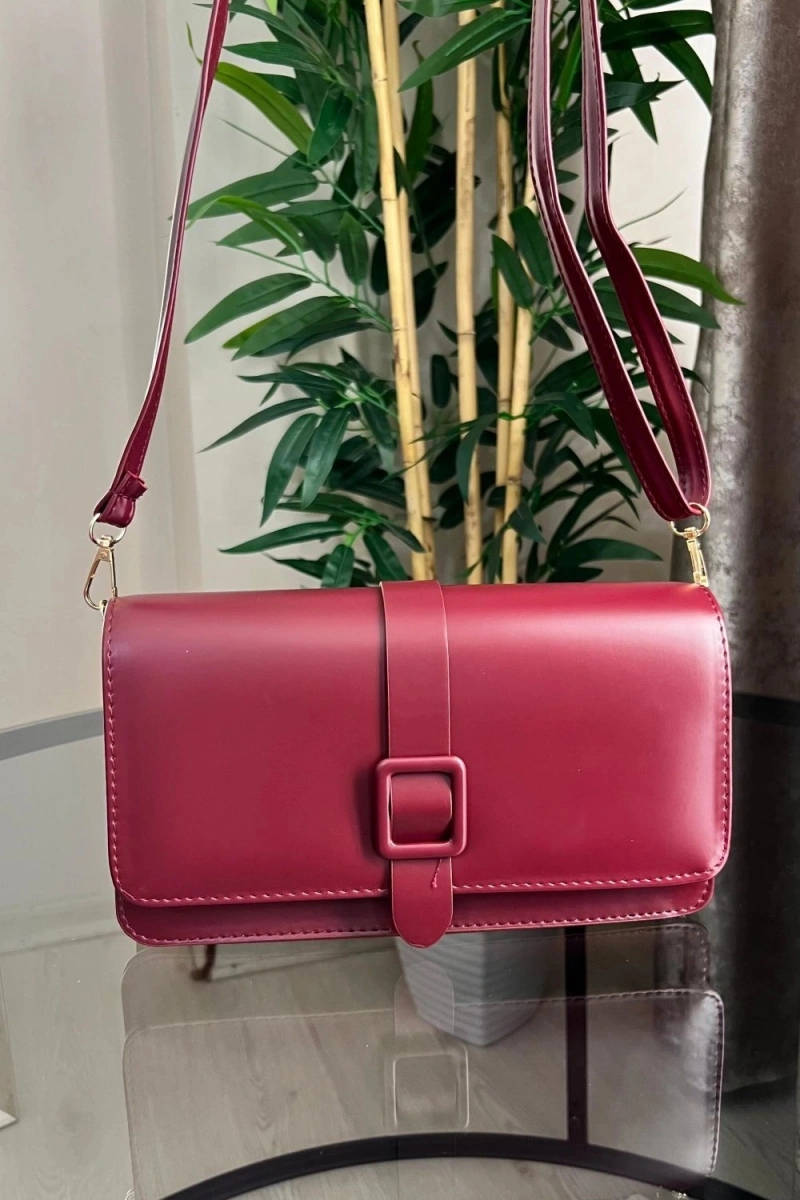 Paris Model Bordo Rengi Deri Kol Çantası