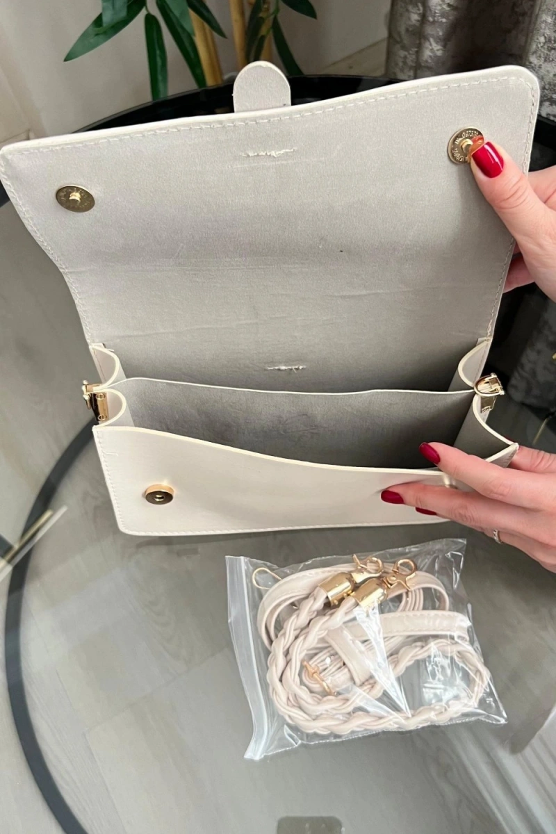 Paris Model Beyaz Rengi Deri Kol Çantası