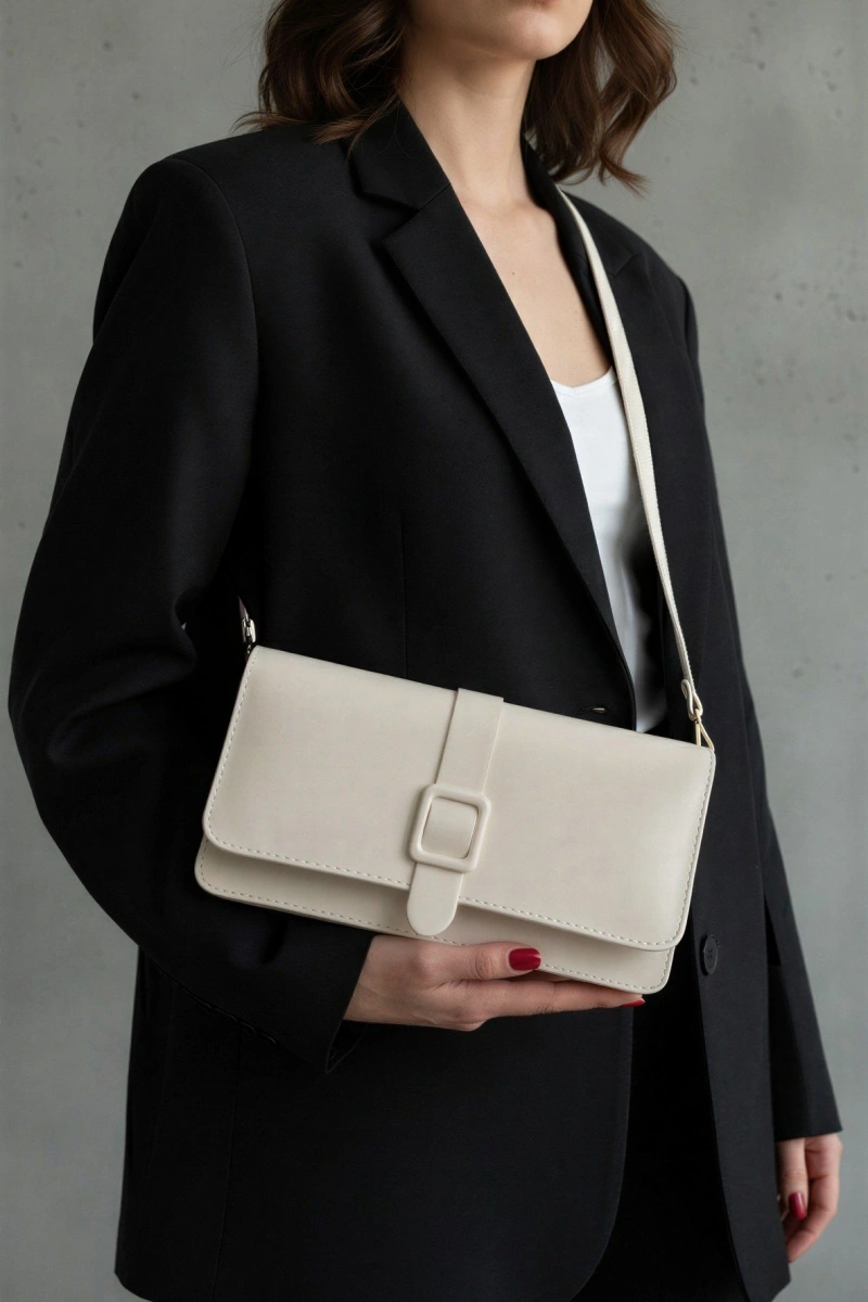 Paris Model Beyaz Rengi Deri Kol Çantası