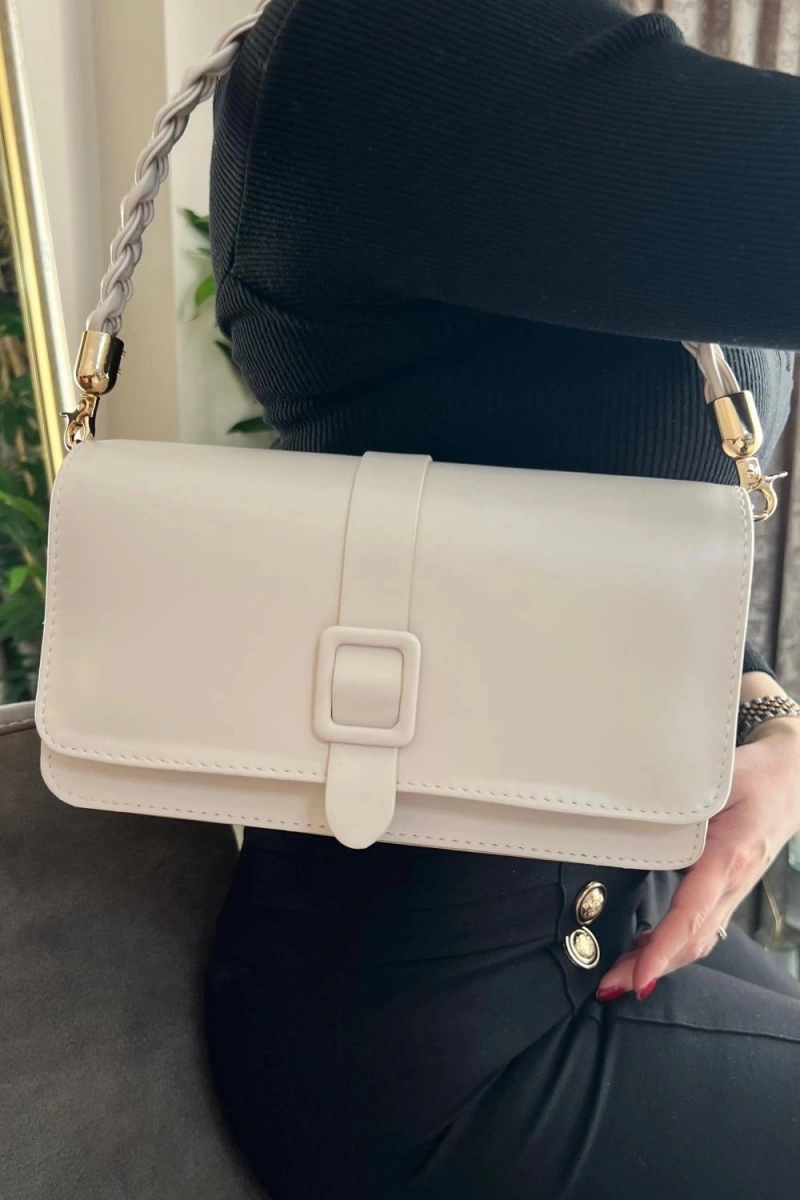 Paris Model Beyaz Rengi Deri Kol Çantası