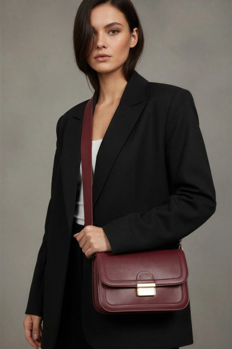 Nora Model Bordo Renk Deri Kol Çantası