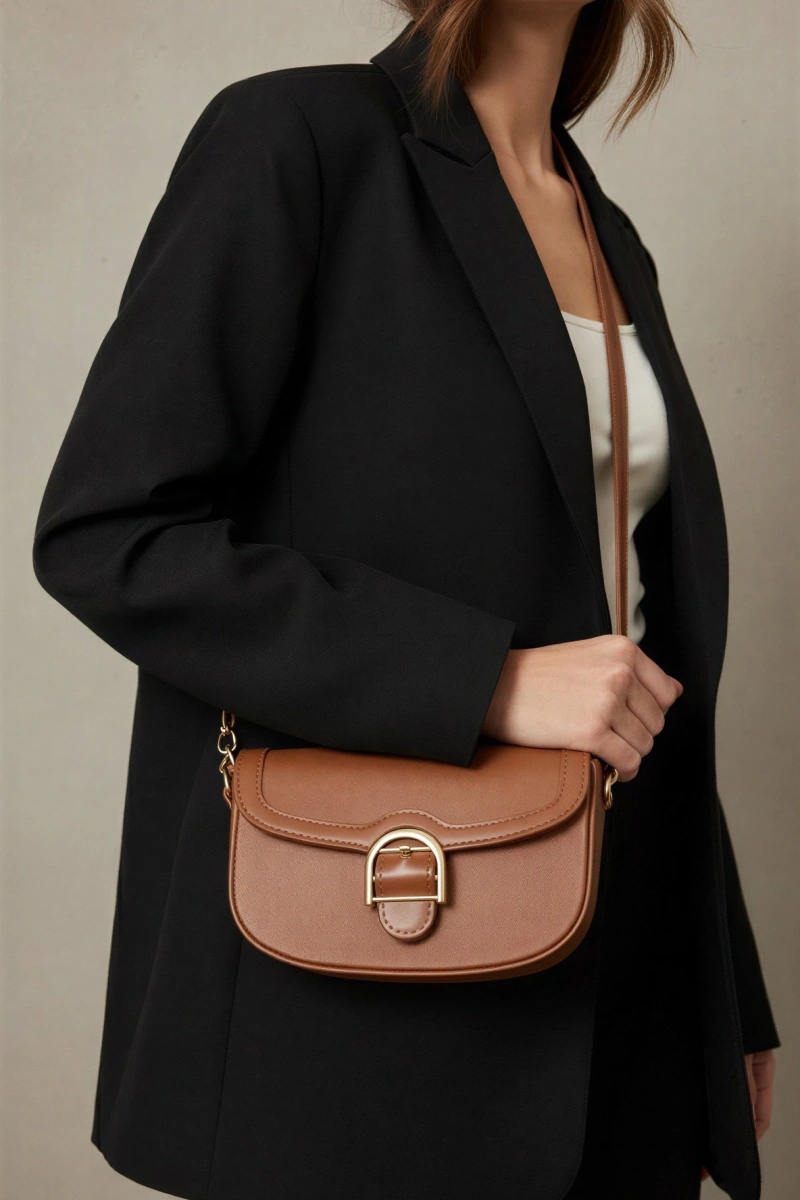 Victor Model Taba Renk Deri Kol Çantası