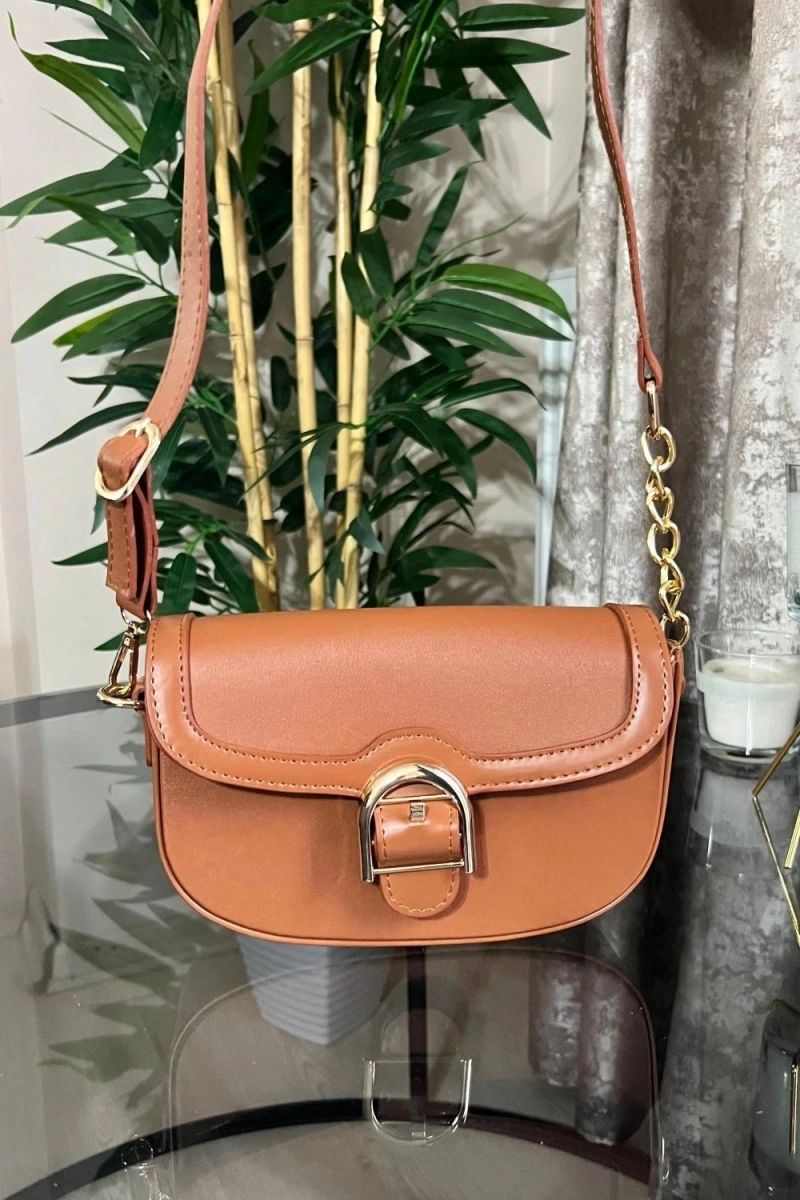 Victor Model Taba Renk Deri Kol Çantası