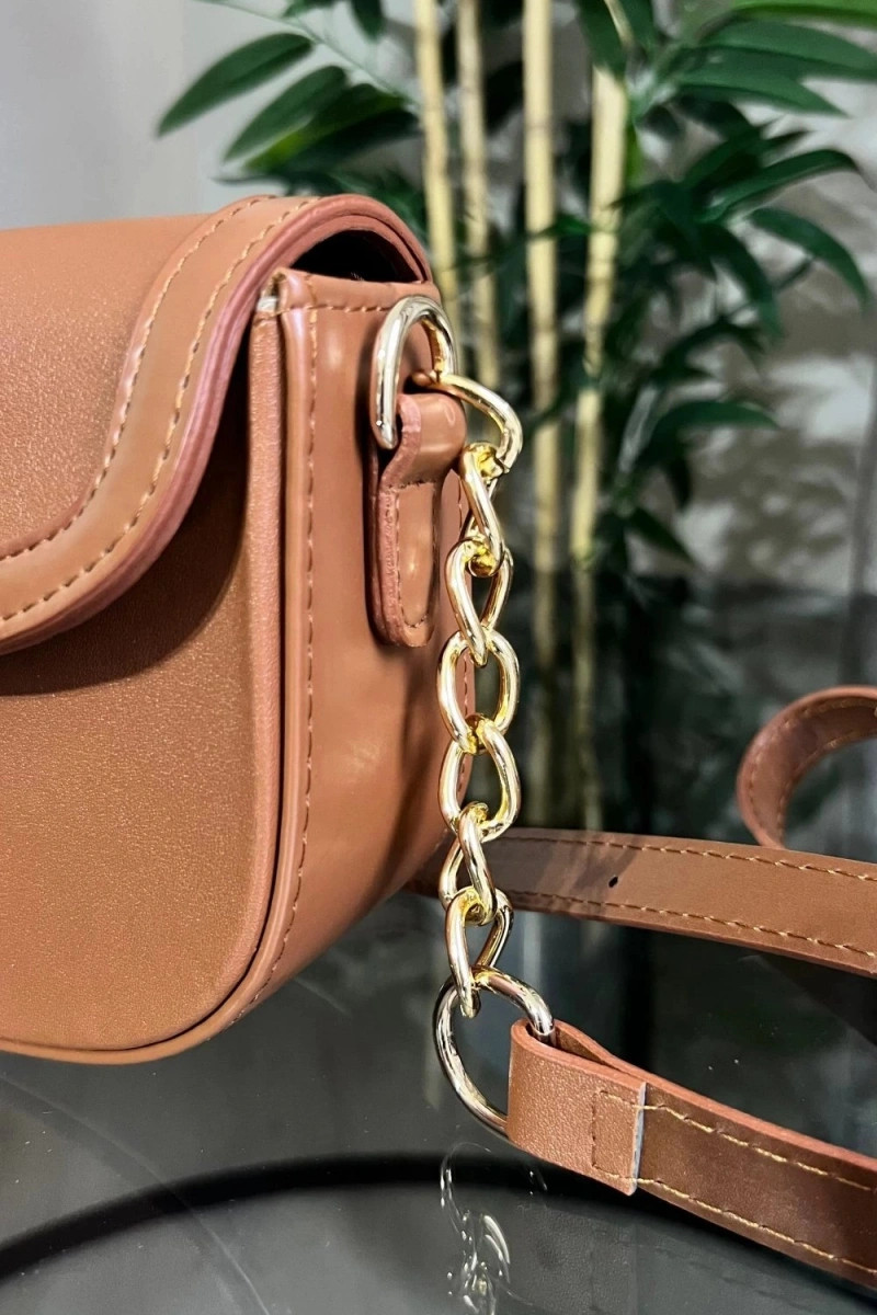 Victor Model Taba Renk Deri Kol Çantası