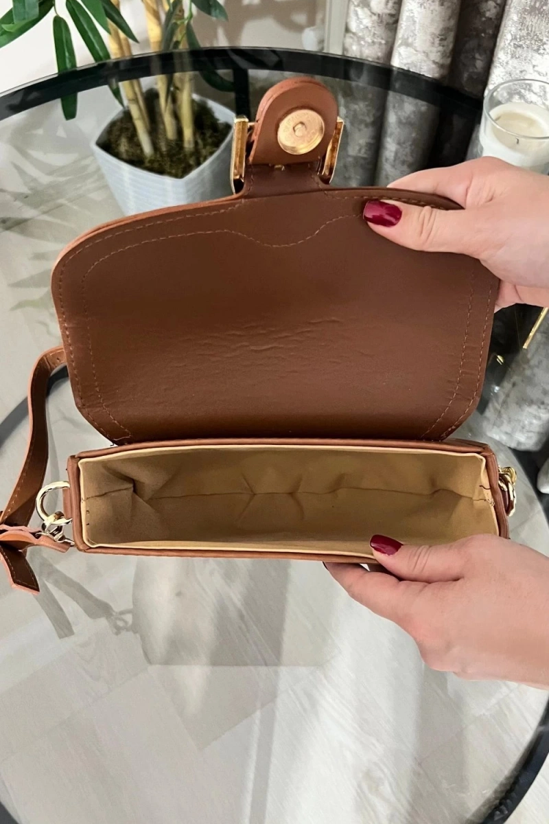 Victor Model Taba Renk Deri Kol Çantası