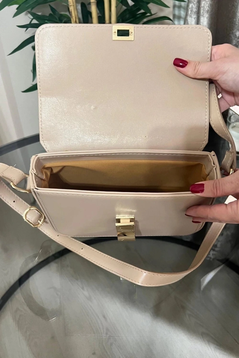 Anjeli Model Bej Renk Deri Kol Çantası