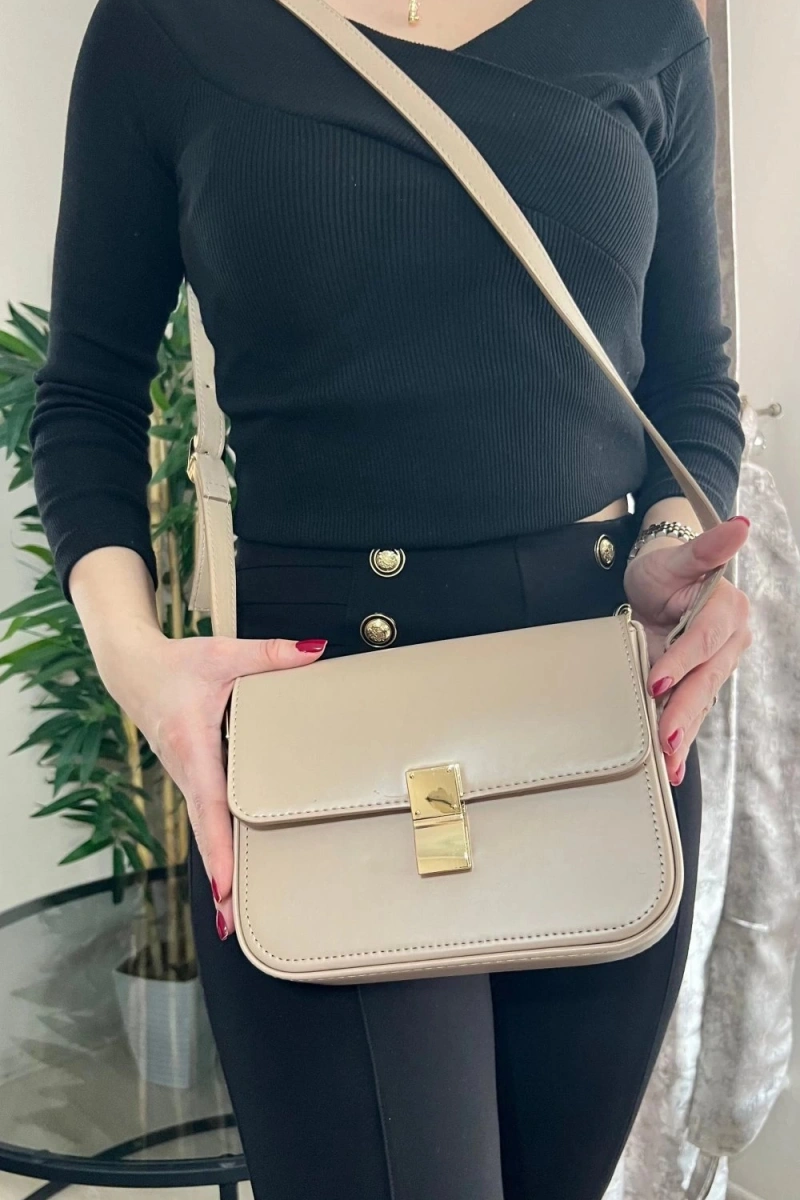 Anjeli Model Bej Renk Deri Kol Çantası