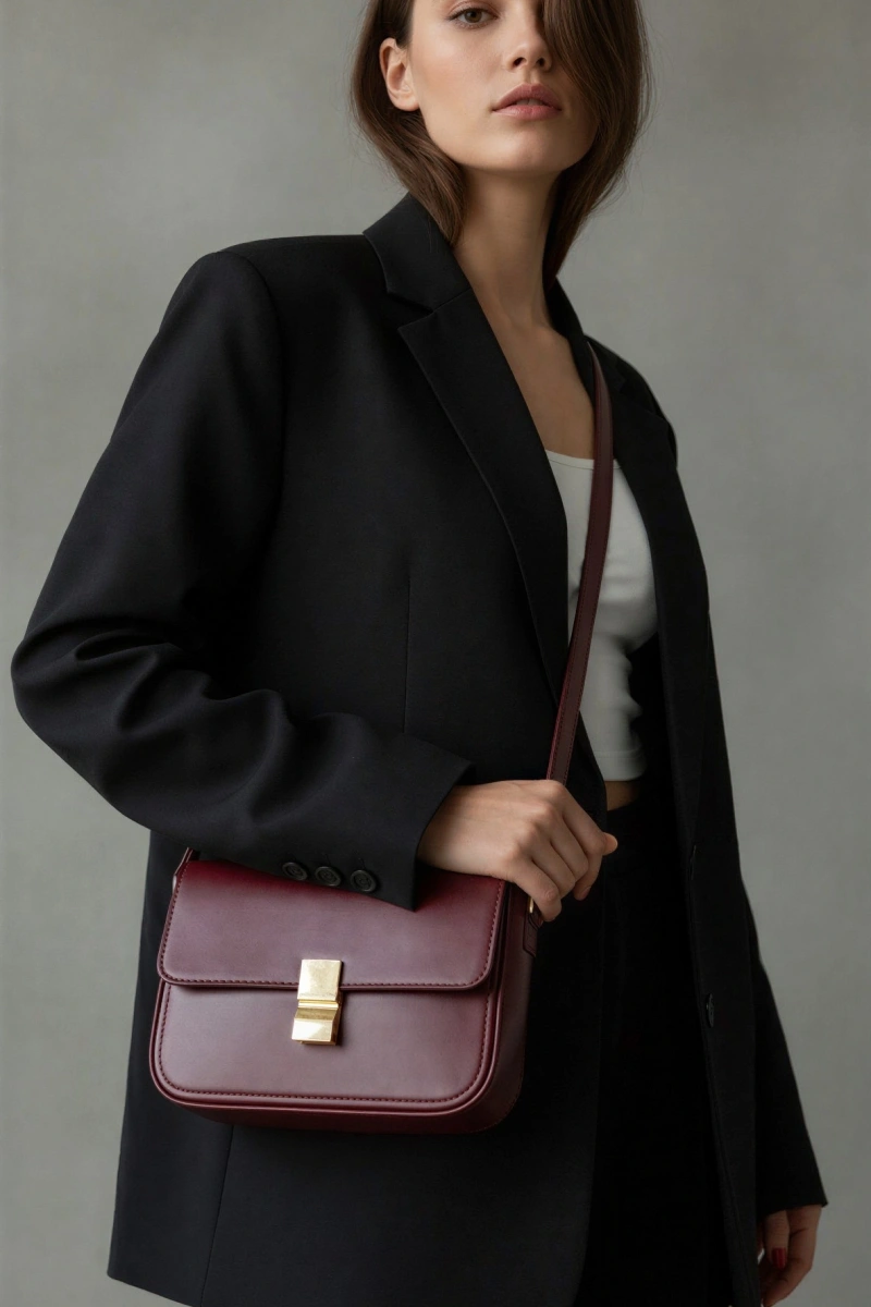 Anjeli Model Bordo Renk Deri Kol Çantası