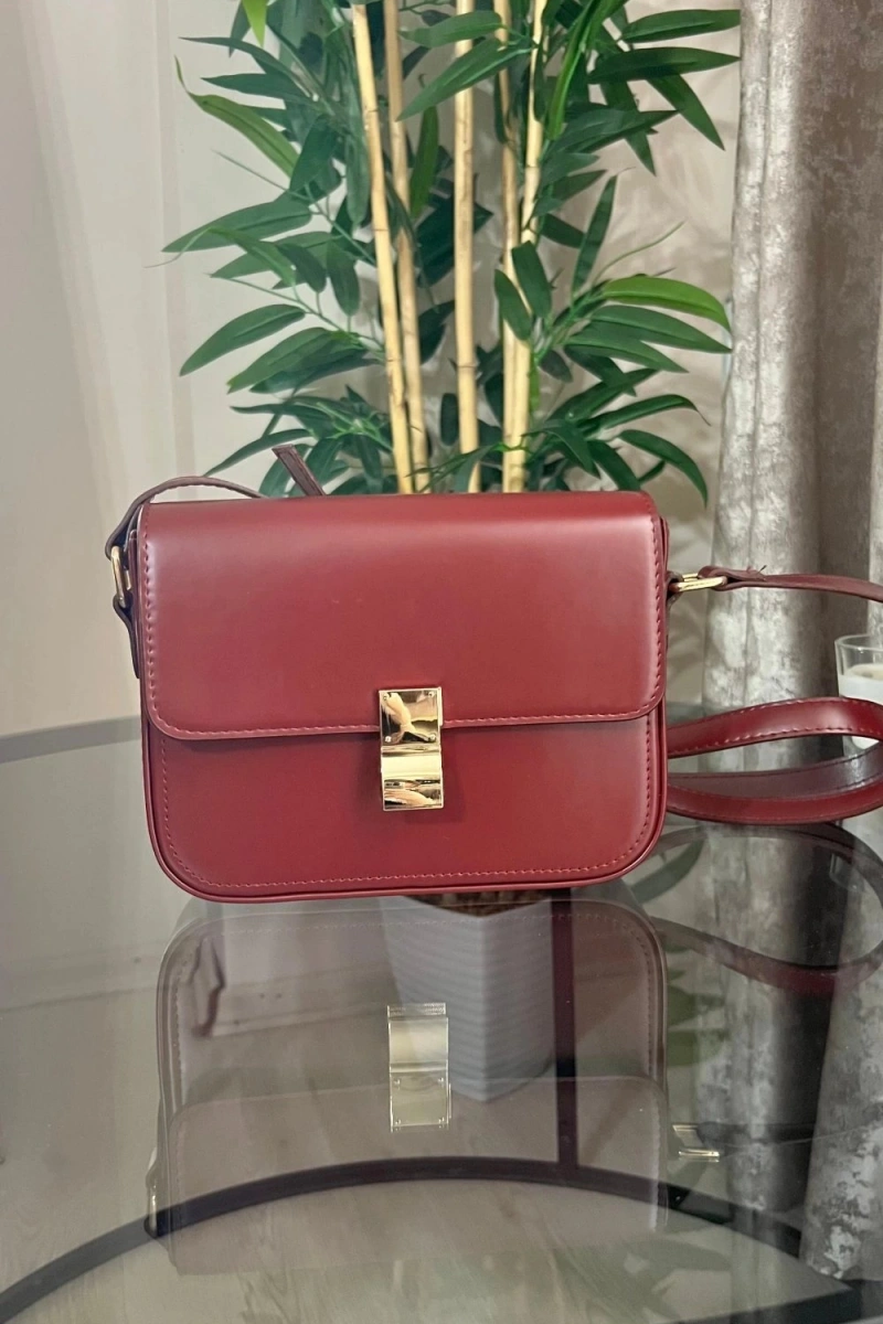 Anjeli Model Bordo Renk Deri Kol Çantası