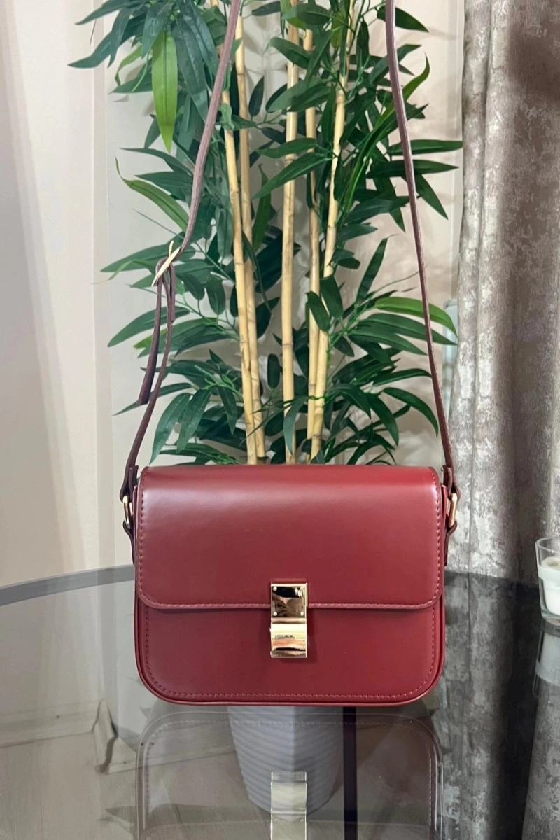 Anjeli Model Bordo Renk Deri Kol Çantası