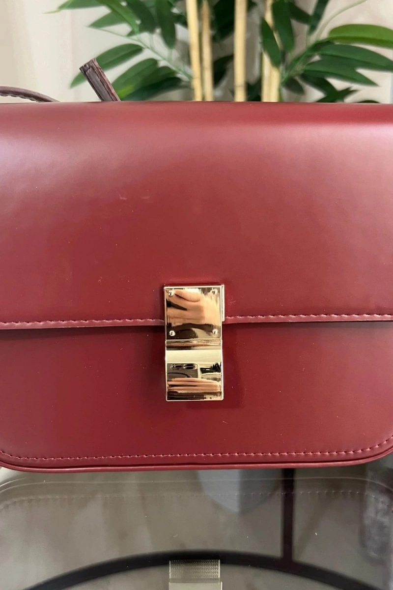Anjeli Model Bordo Renk Deri Kol Çantası