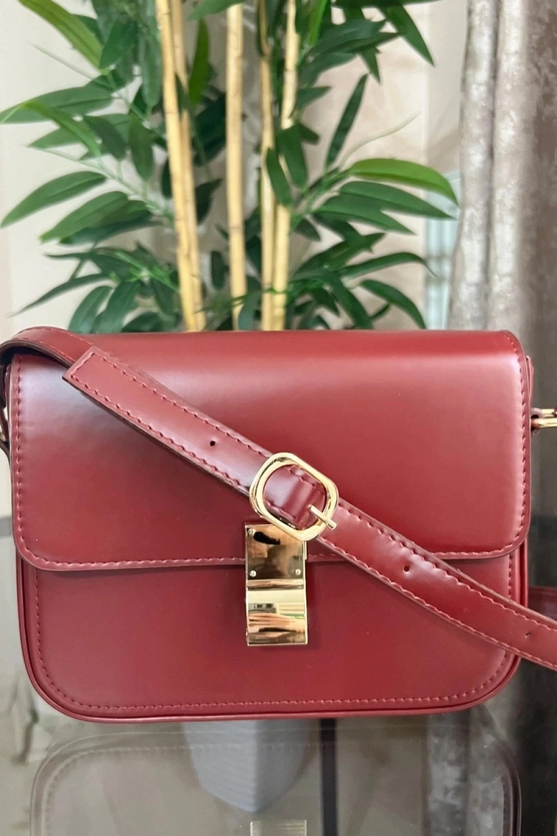 Anjeli Model Bordo Renk Deri Kol Çantası