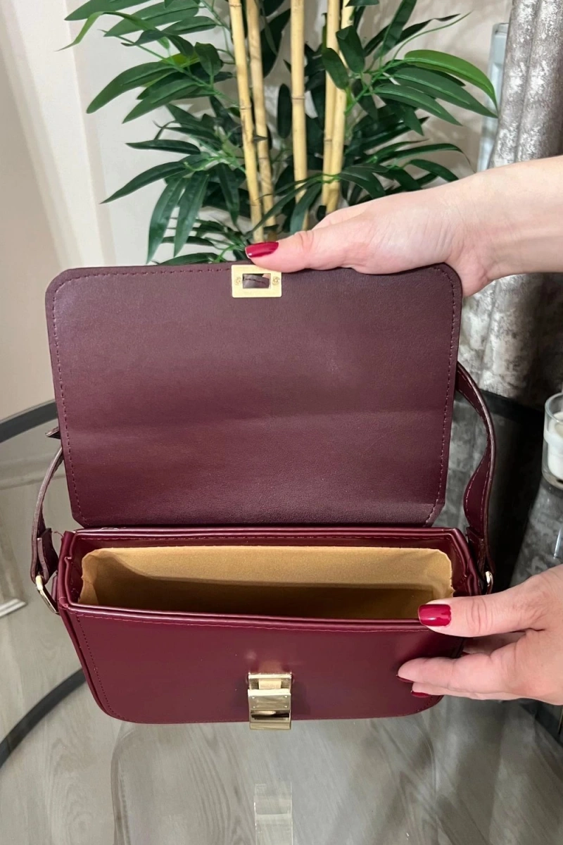 Anjeli Model Bordo Renk Deri Kol Çantası