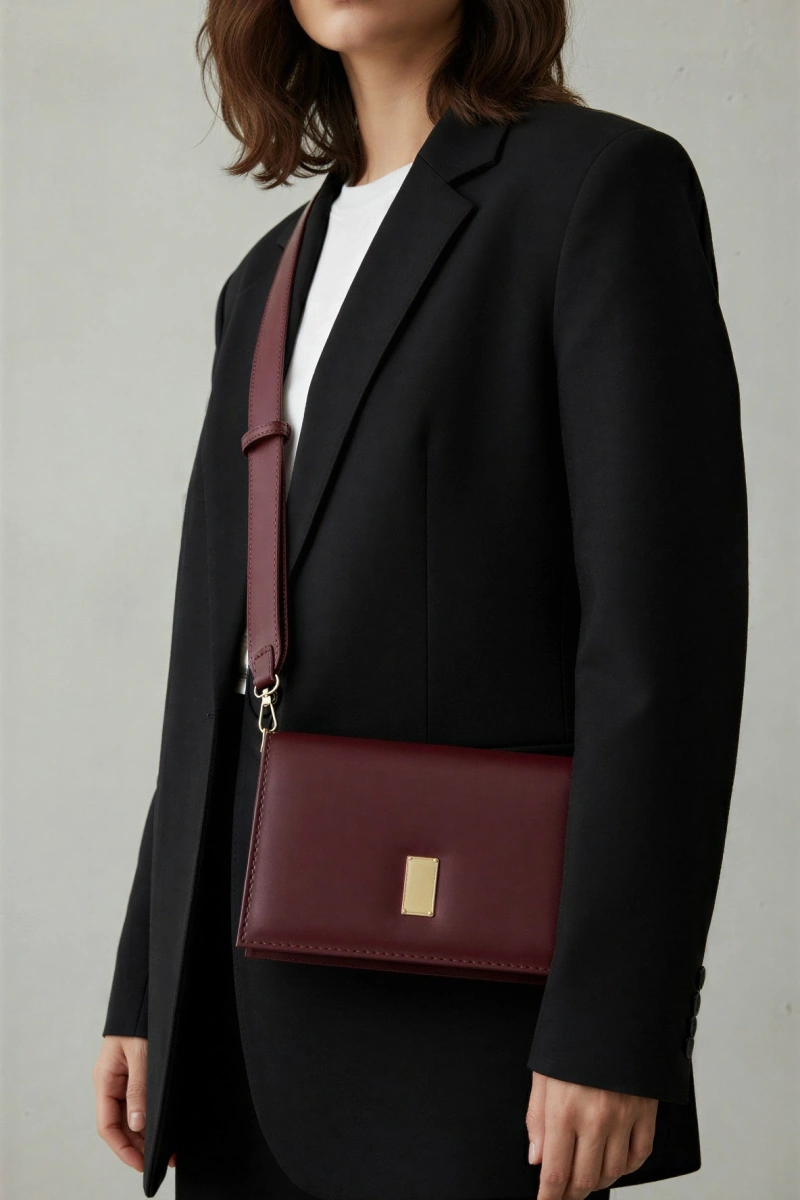 Karmin Model Bordo Renk Deri Kol Çantası