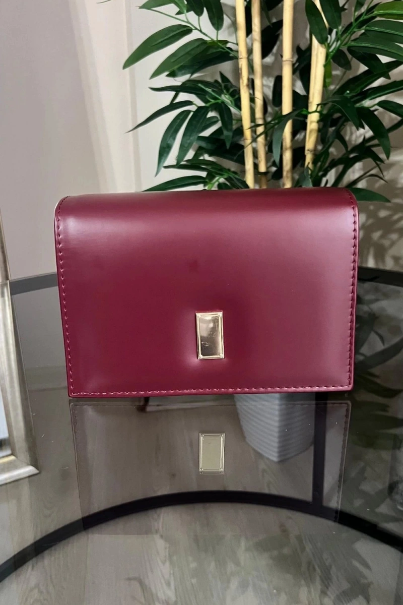 Karmin Model Bordo Renk Deri Kol Çantası