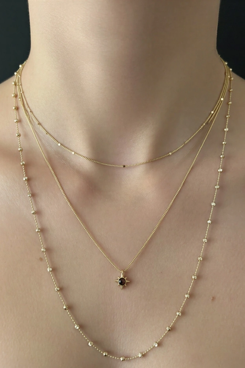 Kuzey Yıldızı Model Gold Altın Kaplama Üçlü Kolye