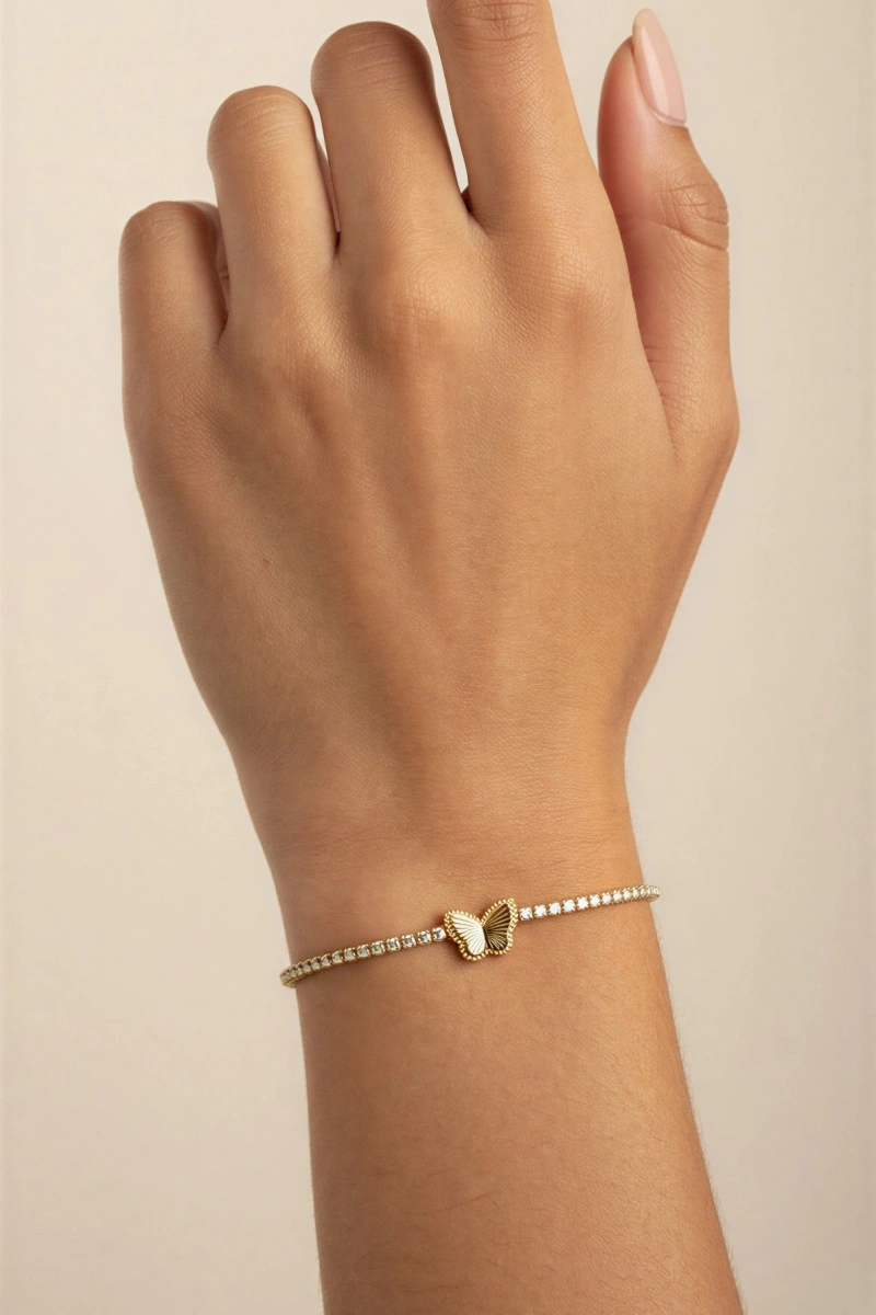 Su Yolu Model Kelebek Detay Gold Altın Kaplama Bileklik