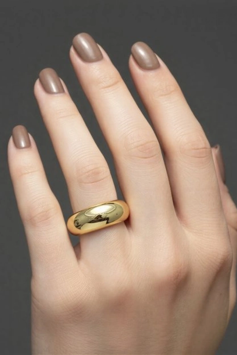 Oval Gold Altın Kaplama Ayarlanabilir Yüzük